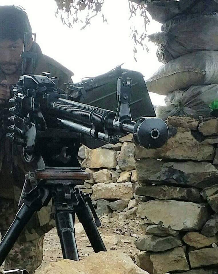 Soldier in bunker with 12.7